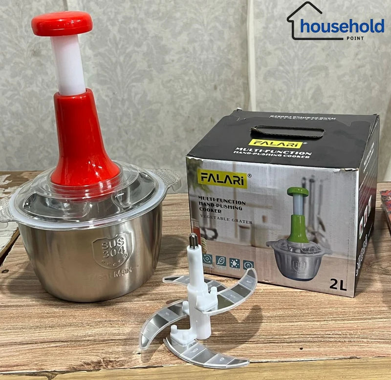 Medzone®Hand Chopper with Steel Bowl |Manual Vegetable & Food Chopper