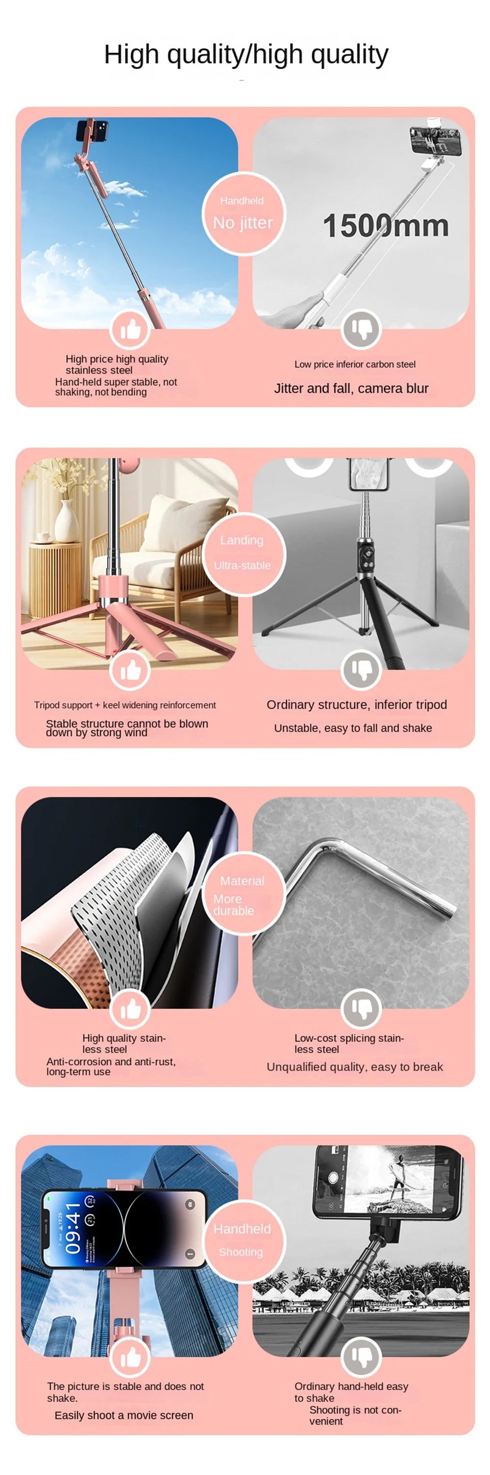 Medzone®3-in-1 Selfie Stick Tripod with Wireless Remote Control