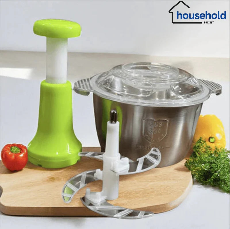 Medzone®Hand Chopper with Steel Bowl |Manual Vegetable & Food Chopper